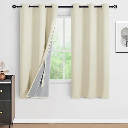 Vista 13 de DWCN - Cortinas 100% opacas para dormitorio con forro negro, cortinas de ventana de doble capa con aislamiento térmico que oscurecen toda la Azul