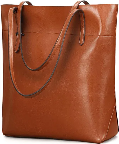 Vista 7 de Kattee Cartera bandolera de cuero auténtico vintage para mujer con asas ajustables