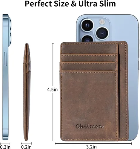Vista 11 de Cartera Chelmon Slim RFID - Cartera de bolsillo frontal minimalista para tarjetas de crédito delgadas