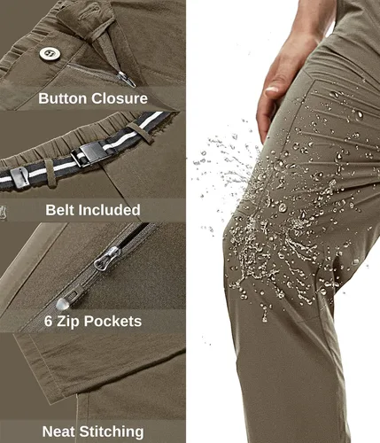 Vista 5 de NATUVENIX Pantalones de senderismo para hombre, pantalones de viaje de secado rápido, pantalones de trabajo elásticos, pantalones ligeros