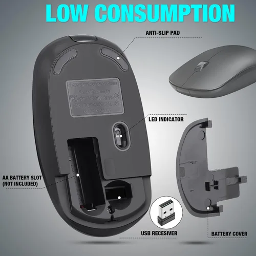 Vista 5 de Kingdder Paquete de 10 ratones para computadora portátil 2.4G, 1000 DPI óptico con receptor USB a granel compatible con Windows, PC, computadora