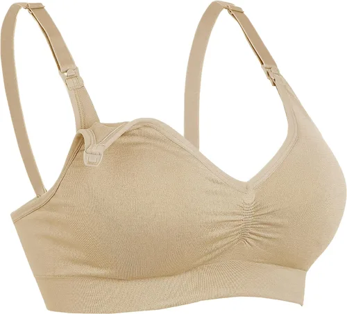 Vista 5 de Brasier de lactancia para mujer, sin costuras, con clip, acolchado, para maternidad, paquete de 4