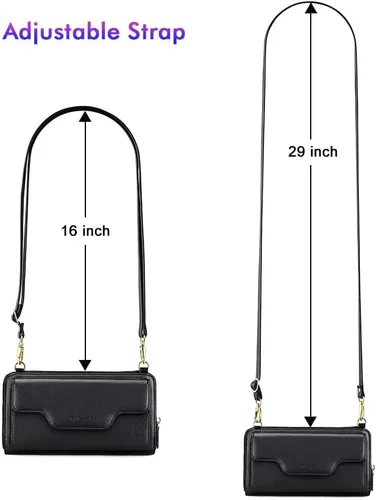 Vista 5 de nuoku Bolsos cruzados para mujer, carteras de muñeca para mujer, monederos pequeños para mujer, cartera para teléfono celular, cartera RFID