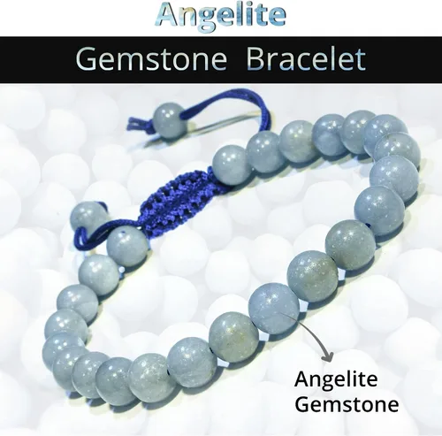 Vista 288 de Adjustable Crystal Bracelet – Gemstone Bead Bracelet with Adjustable Macrame String – Chic Gemstone Bracelet for Men and Women – 8mm Round Healing