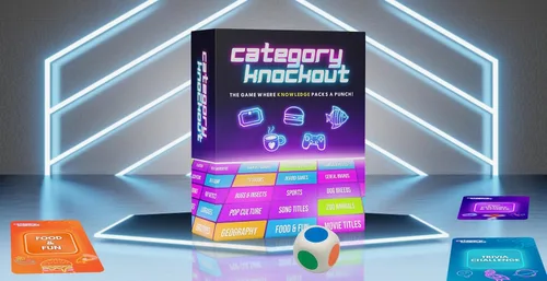 Vista 7 de Categoría Knockout: Juego de Trivia y Desafío de Palabras de Ritmo Rápido para Familias, Adultos y Niños — Buzzer + Dados, 100+ Cartas, Rondas