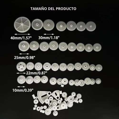 Vista 3 de 72PCS Engranajes de motor pequeños Engranajes de plástico para motor RC Modelo de coche Juguete DIY Helicóptero RC Toy Gear Reemplazo Módulo 0.5