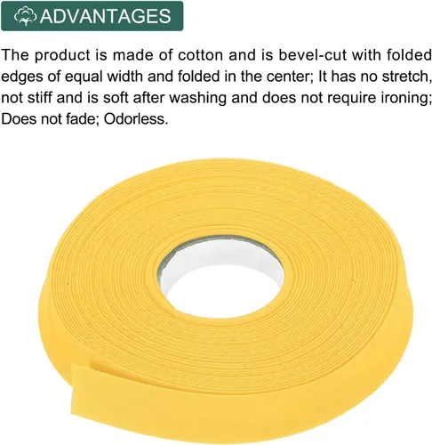 Vista 454 de MECCANIXITY Cinta al bies de doble pliegue de 1/2 pulgada de poliéster continuo a granel para costura, costura, dobladillo, encuadernación y Beige