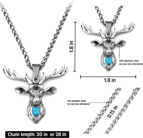 Vista 5 de BaviPower Collar de acero inoxidable con colgante de oso de jabalí, lobo vikingo, ciervo, oso, jabalí, león, tigre y león, protección potente