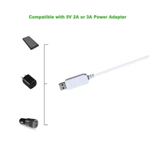 Vista 4 de Cable de alimentación de repuesto para altavoz Dot de 3ª generación/Dot 4ª generación/Dot 5ª generación 2022, cable de carga USB de 3 pies