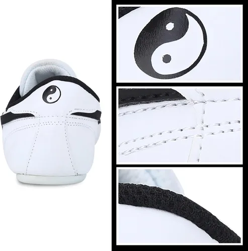 Vista 7 de Taekwondo Zapatos de artes marciales Zapatilla de deporte de boxeo Karate Kung Fu Tai Chi Zapatos de rayas negras Zapatillas de deporte zapatos