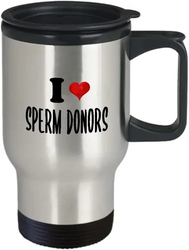 Vista 2 de Taza de viaje con aislamiento de donante de esperma para hombre, diseño de bromas de fertilidad, regalos para donación de banco de esperma, bio