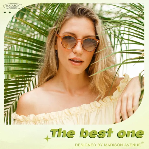 Vista 2 de Madison Avenue Paquete de 2 lentes de sol redondos retro para mujeres y hombres, protección UV, lentes de sol clásicos vintage para hombre y mujer