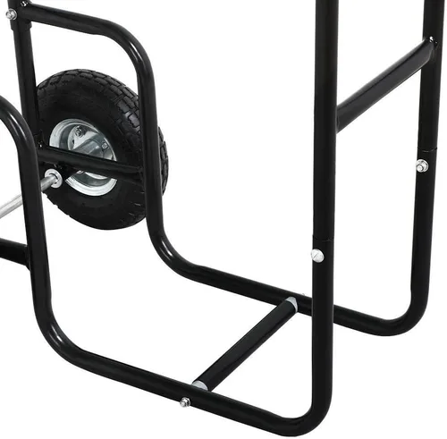 Vista 7 de Carrito de leña para leña, estante de almacenamiento para exteriores, interior, carrito de leña con ruedas
