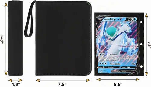 Vista 6 de Carpeta de tarjetas Jumbo para tarjetas Jumbo de Pokémon, iofeiwak® Carpeta de tarjetas extragrande de 2 bolsillos con 3 anillos - Contiene 80