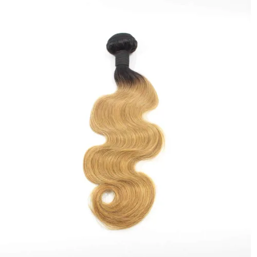 Vista 3 de Extensiones de cabello humano virgen ondulado brasileño ombré, 3 paquetes de 12 pulgadas #1B/27 rubio barato sin procesar para mujeres