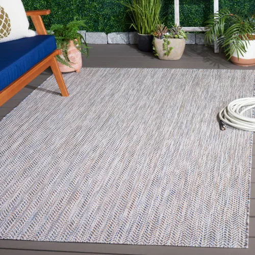 Vista 86 de Safavieh Colección Courtyard CY8022 Alfombra, 2 pies x 3 pulgadas x 5 pies, aguamarina y gris, impermeable, fácil de limpiar, sin pelusa
