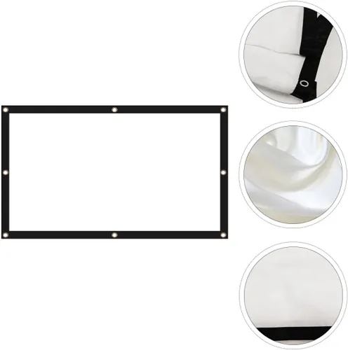 Vista 7 de COHEALI Portable Foldable Projector Screen for Home Theater Indoor Outdoor Use Lightweight Polyester Soft Projection Screen for Camping Movie Night