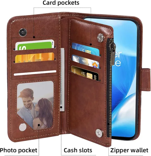 Vista 3 de Asuwish Funda de teléfono para OnePlus Nord N200 5G con protector de pantalla de vidrio templado y tarjetero de cuero para OnePlus N 200 G5 1 Plus