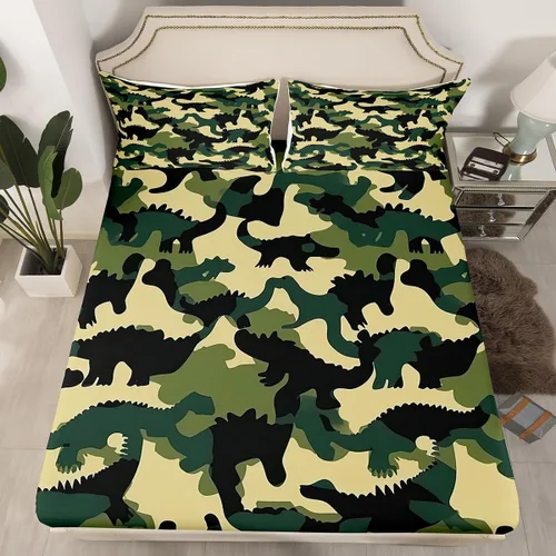 Vista 20 de Erosebridal Juego de ropa de cama de camuflaje para niños, sábanas de camuflaje militar, tamaño individual para adolescentes, jóvenes, adultos