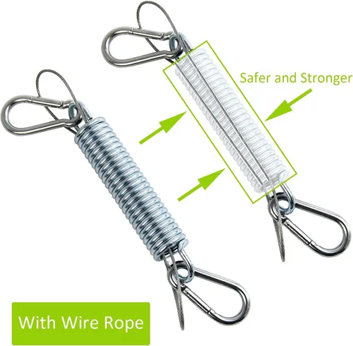 Vista 4 de Muelles oscilantes para porche, capacidad de 700 libras, kit de resorte de acero inoxidable para silla colgante, 2 resortes, 4 mosquetones de gancho