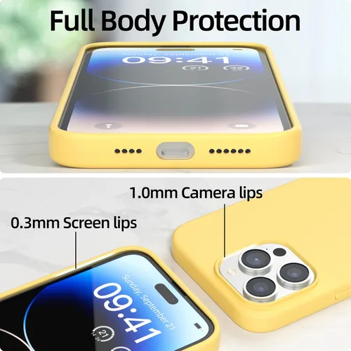 Vista 10 de Funda para iPhone 14 Pro Max, funda de silicona líquida, forro de microfibra suave antiarañazos, [protección de cuerpo completo de grado militar]