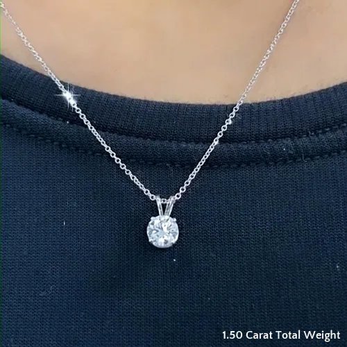 Vista 3 de Fascinating Diamonds 12-1 12 Carat LAB GROWN Diamond Solitaire Pendant IGI Certified 14K Gold 4 Prong Diamond Pendant Necklace For Women Very Good