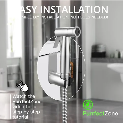 Vista 5 de Aerosol multifuncional para bidé de mano, ducha de pañales de baño, manguera y accesorios, rociador de inodoro de mano con doble función