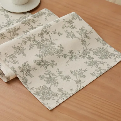 Vista 9 de Caminos de mesa de 100% algodón estilo pastoral francés, 13x36 pulgadas, caminos de mesa de granja negros de 36 pulgadas de largo, decoración