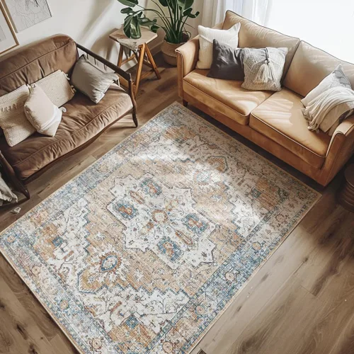 Vista 46 de jinchan Alfombra de área pequeña lavable floral vintage, alfombra de entrada simétrica de medio círculo de 2 x 3, alfombra de entrada suave de pelo
