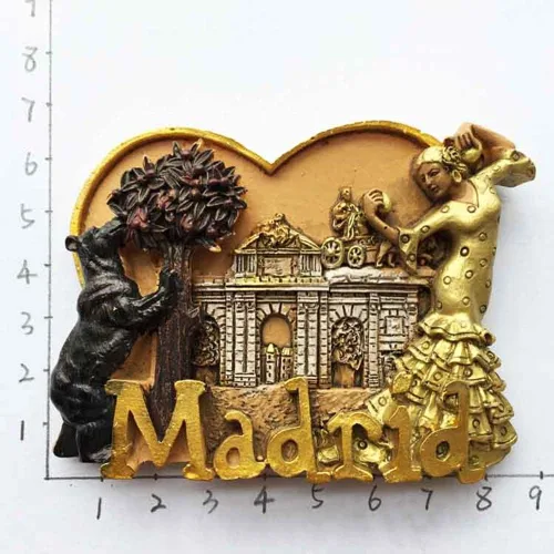 Vista 6 de 3D oso y árbol de fresa Madrid España imán de nevera regalo regalo hogar y cocina decoración etiqueta magnética, Madrid España imán refrigerador