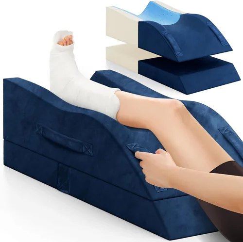 Vista 9 de TranquilRelax Almohadas de elevación de piernas, almohada de cuña para después de una cirugía o descanso, soporte de piernas de espuma viscoelástica