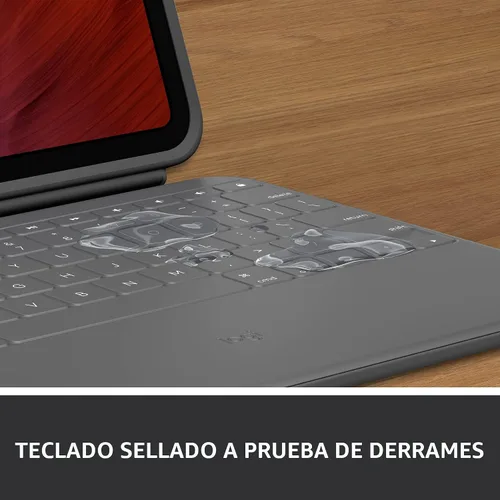 Vista 3 de Logitech Funda de teclado tipo folio resistente para iPad (10ª generación y A16) con conector inteligente y teclado duradero a prueba de derrames