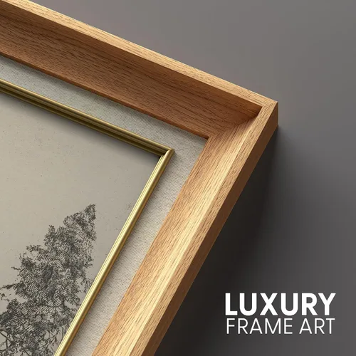 Vista 5 de SIGNWIN Arte de marco de alta calidad, elegante, vintage, ilustraciones de dibujo de árbol, arte fino, arte tradicional icónico para sala de estar