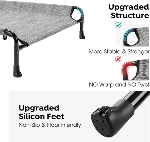 Vista 5 de Veehoo Cama Elevada para Perros, Catres Elevados para Perros Grandes, Cama Impermeable para Perros de Exterior, Hamaca Refrescante para Mascotas