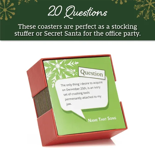 Vista 3 de Posavasos temáticos navideños de trivia de Name That Song - Posavasos navideños con temática de Navidad - Juego de 20