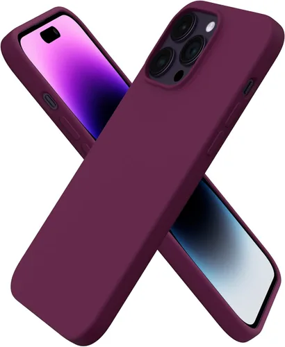Vista 13 de ORNARTO Funda compatible con iPhone 14 Pro Max de 6.7 pulgadas, silicona líquida delgada de 3 capas con cobertura completa, funda protectora