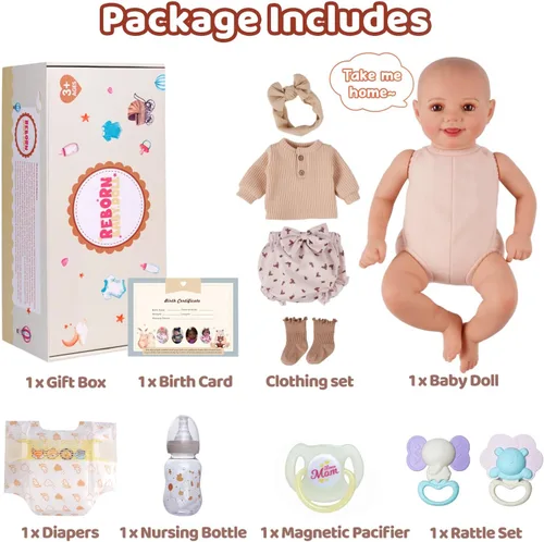 Vista 8 de BABESIDE Muñecas de bebé Reborn Sunny - Muñeca de bebé realista de vinilo suave de 17 pulgadas con pose sonriente, muñecas de bebé de la vida real