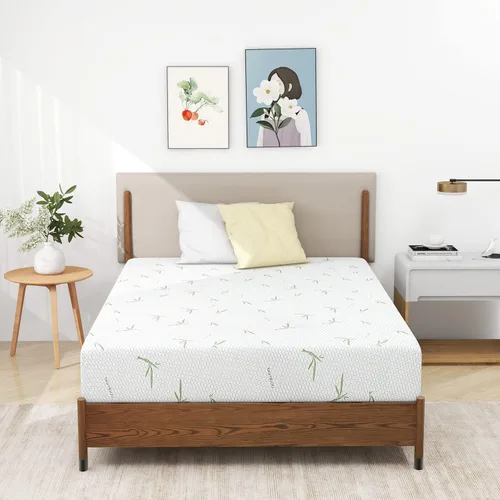 Vista 2 de IULULU Colchón de espuma viscoelástica de 10 pulgadas con funda de bambú, colchones de cama transpirables con certificado CertiPUR-US