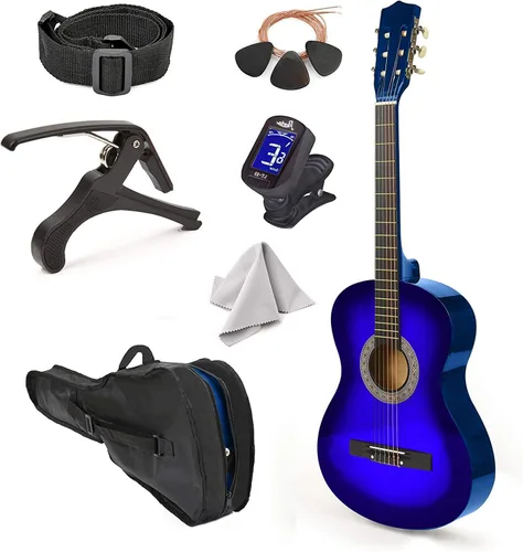 Vista 16 de Guitarra de madera para zurdos de 30 pulgadas con estuche y accesorios para niños, niñas, niños, adolescentes, principiantes (30 pulgadas, negro)