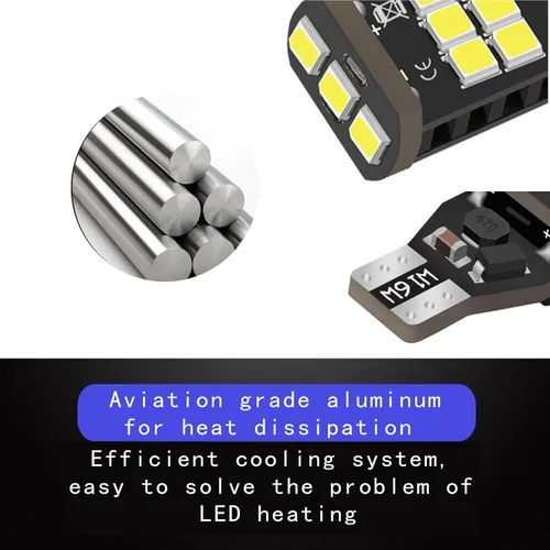 Vista 3 de 2 bombillas LED de respaldo para automóvil, T15-2835-15SMD, bombillas de freno LED de 1.5 x 0.5 pulgadas, universales para la mayoría