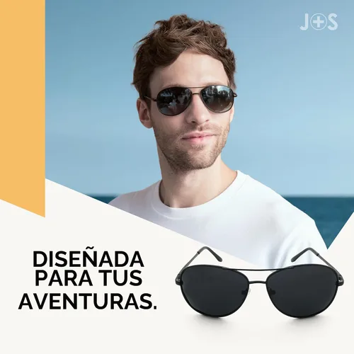 Vista 2 de J+S Military Style Polarized Aviator Sunglasses, for Men/Women Marco negro/ lente negro