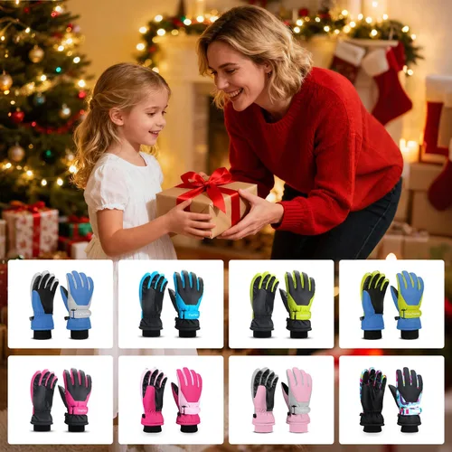 Vista 7 de ThxToms Guantes de invierno para niños, impermeables, guantes de nieve para niños y niñas, clima frío, deportes al aire libre, snowboard, bicicleta