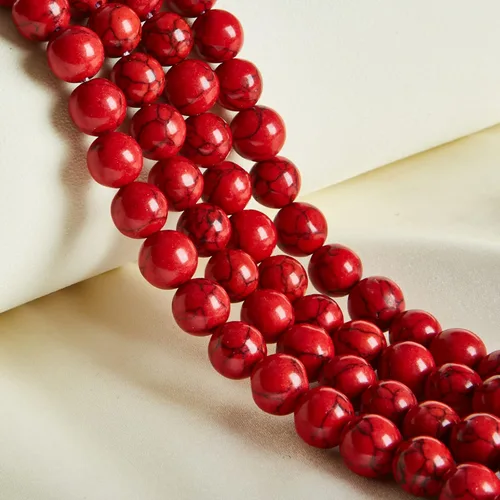 Vista 24 de 60 piezas de cuentas de turquesa africana natural de 6 mm, cuentas de gema redondas sueltas para hacer joyas