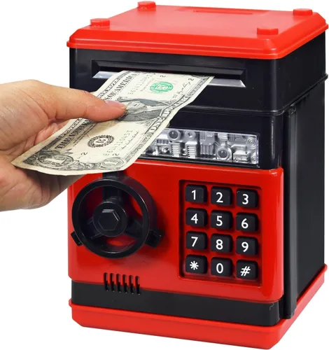 Vista 16 de HUSAN Alcancía para niños, código electrónico de contraseña, banco de dinero, cajero automático, caja de monedas para niños y niñas (negro)