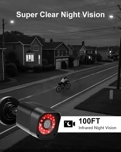 Vista 6 de Sistema de cámara de seguridad con cable de 1080P, DVR de vigilancia CCTV AIWIXEN 8CH con disco duro de 1 TB, 4 x cámaras de seguridad con cable