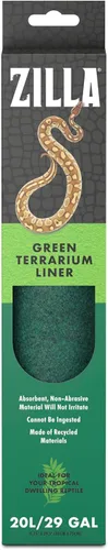 Vista 12 de Forro de sustrato para terrario de reptiles de Zilla, verde, 10G, 9.75" x 19.75