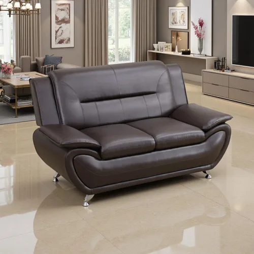 Vista 9 de A Ainehome Moderno juego de muebles de sala de estar de piel sintética, sofá modular de 6 asientos con sofá biplaza y silla (negro)