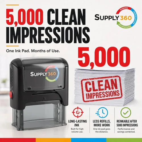 Vista 7 de Imprint 360 AS-IMP1001 - Copia Client S, sello de goma autoentintado de calidad comercial resistente, tinta roja, tamaño de impresión de 9/16" x
