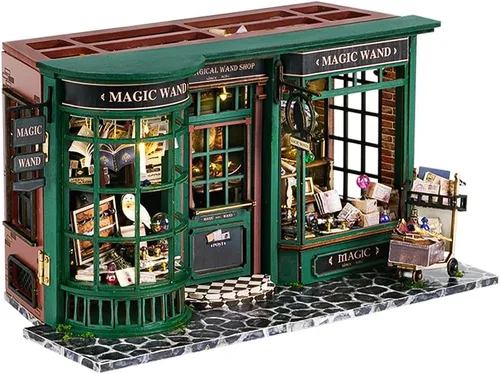 Vista 11 de CUTEBEE Casa de muñecas en miniatura con muebles, kit de casa de muñecas de madera para bricolaje, a prueba de polvo, idea creativa para habitación
