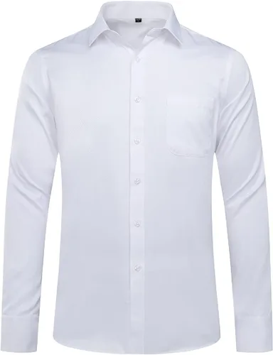 Vista 3 de Cloudstyle Camisa de Vestir para Hombre Ajuste Delgado con Botones a Rayas Camiseta a Cuadros